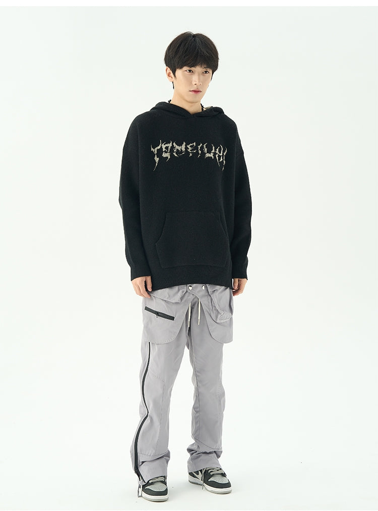Oversize Embroidery Knit Hoodie
