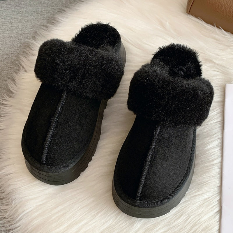 Fur Platform Slipper Shoes