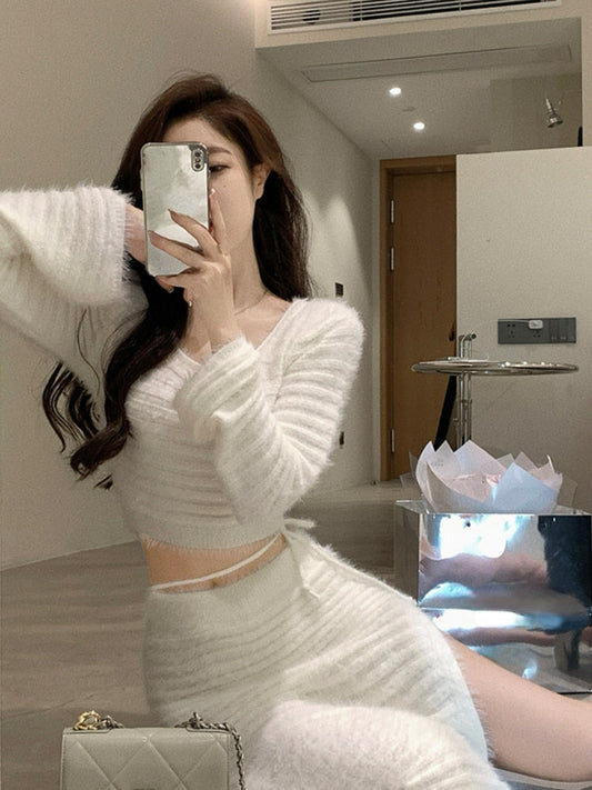 Fleece Long Sleeve Top & Maxi Skirt Set