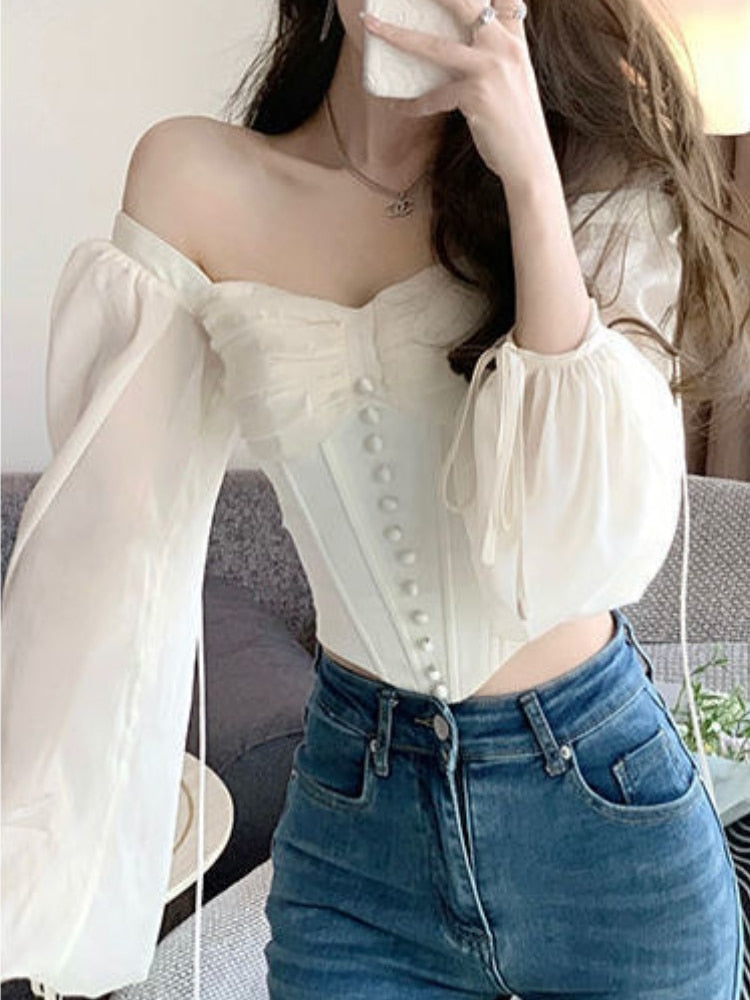 Vintage Chiffon Long Sleeve Blouse