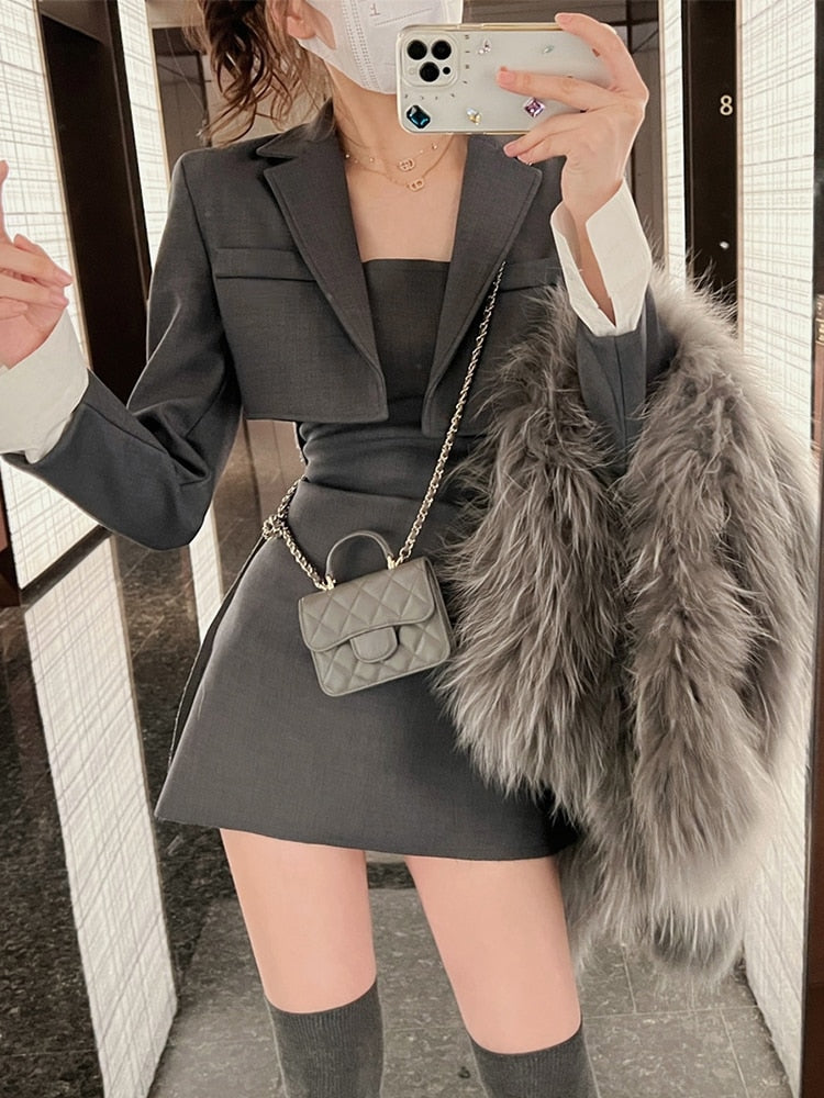 Blazer Top & Long Dress Set
