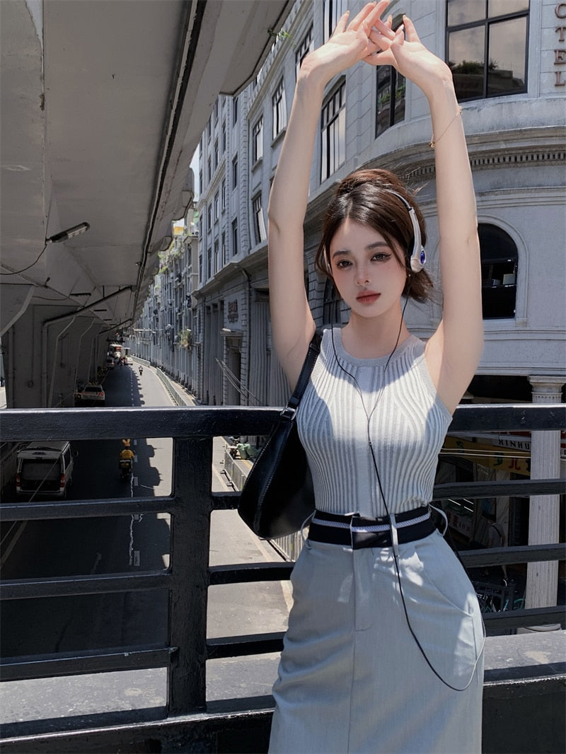 High Neck Top & Long Skirt Set