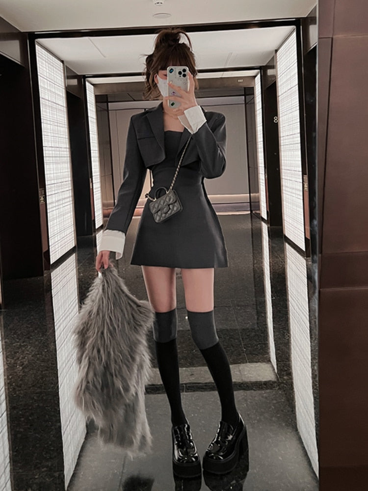 Blazer Top & Long Dress Set