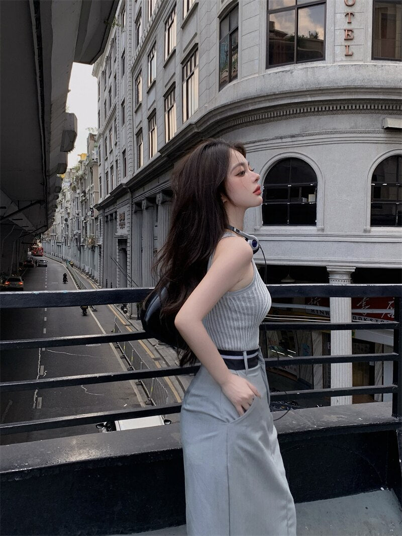 High Neck Top & Long Skirt Set