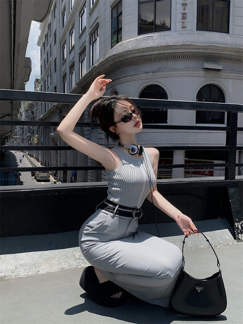 High Neck Top & Long Skirt Set