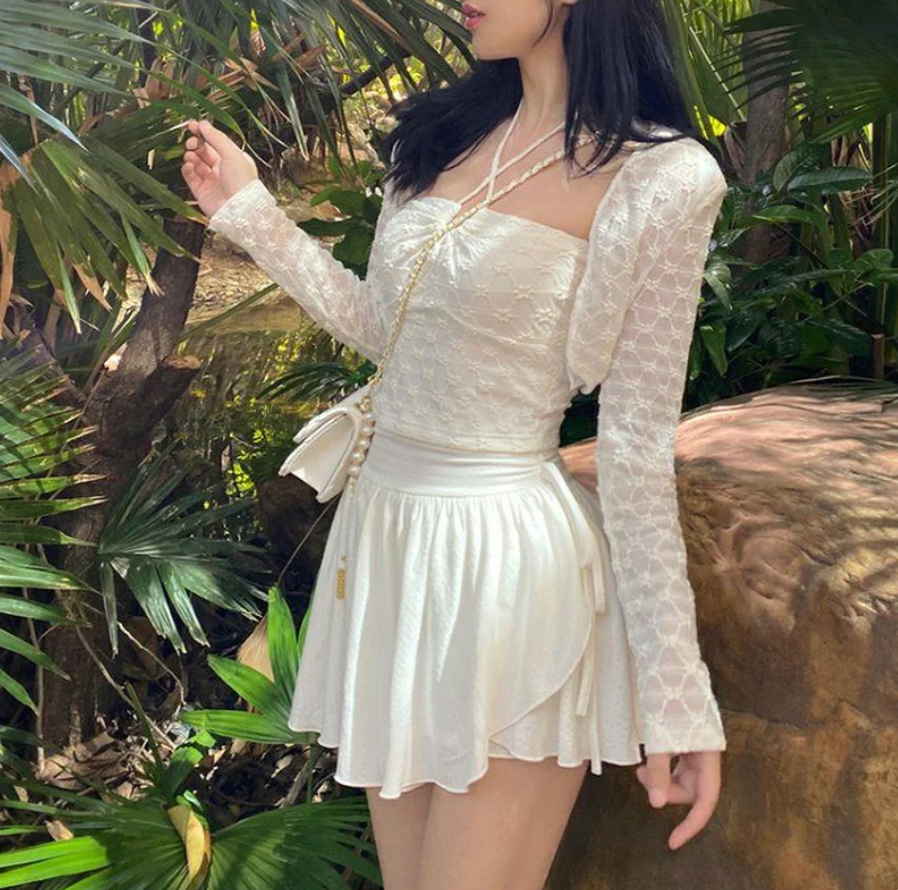 High-Waisted White Mini Skirt