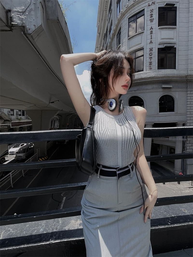 High Neck Top & Long Skirt Set
