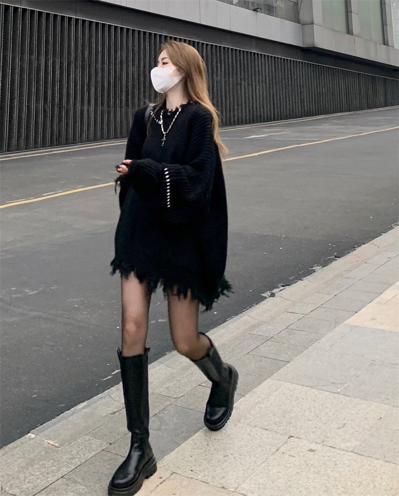 Oversized Contrast Stitch Sweater