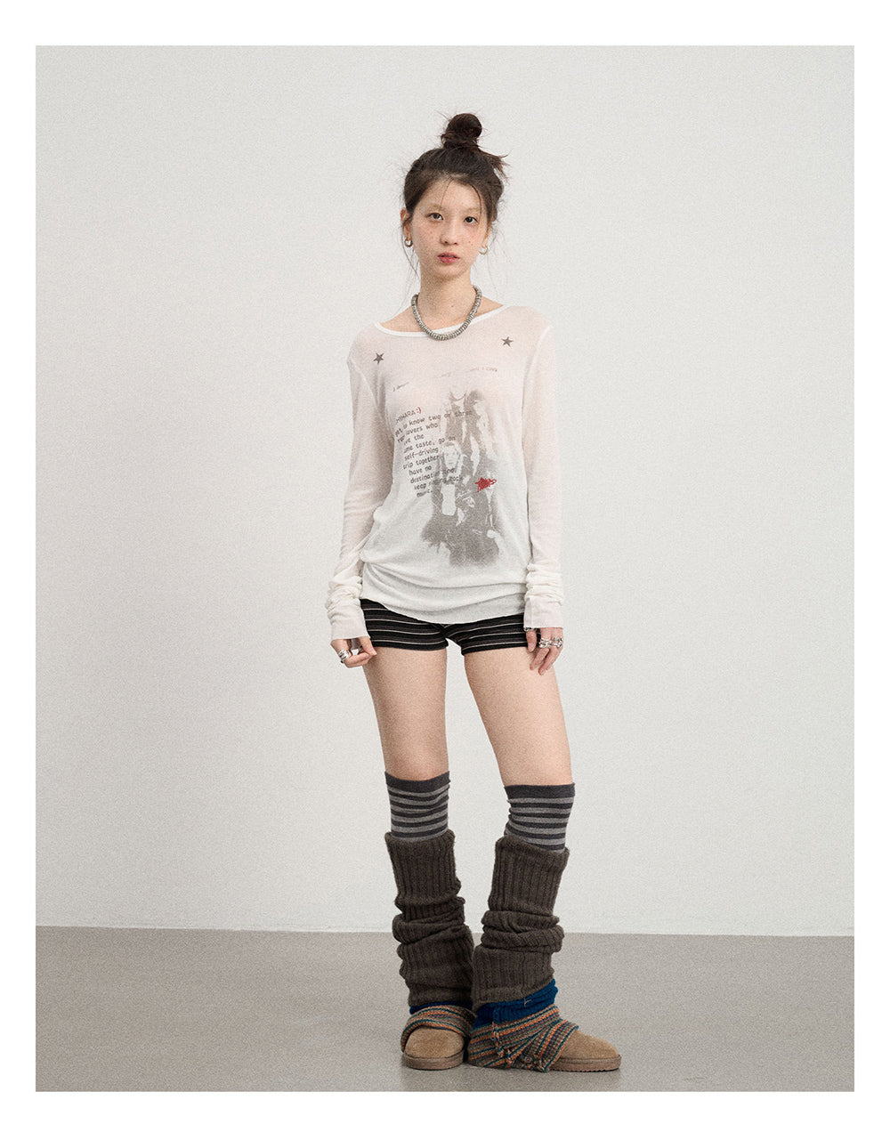 Fallen Print Long-Sleeved Top (4color)