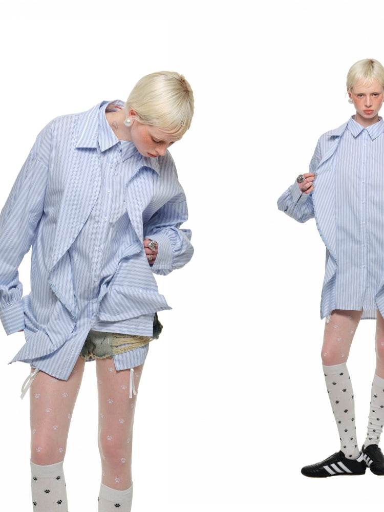 1Jinn Studio Striped Layered Oversized Shirt - My Store