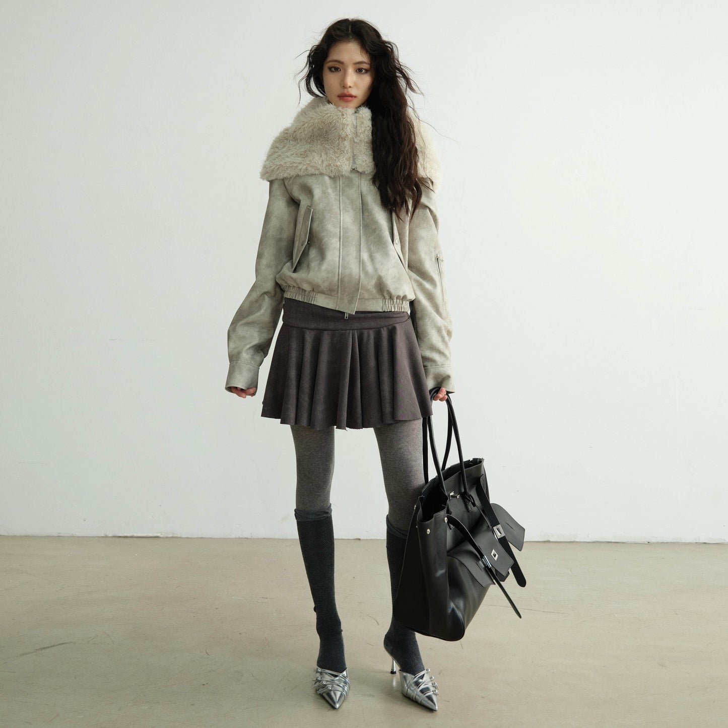 Washed Raw Edge Draped Short Skirt - My Store