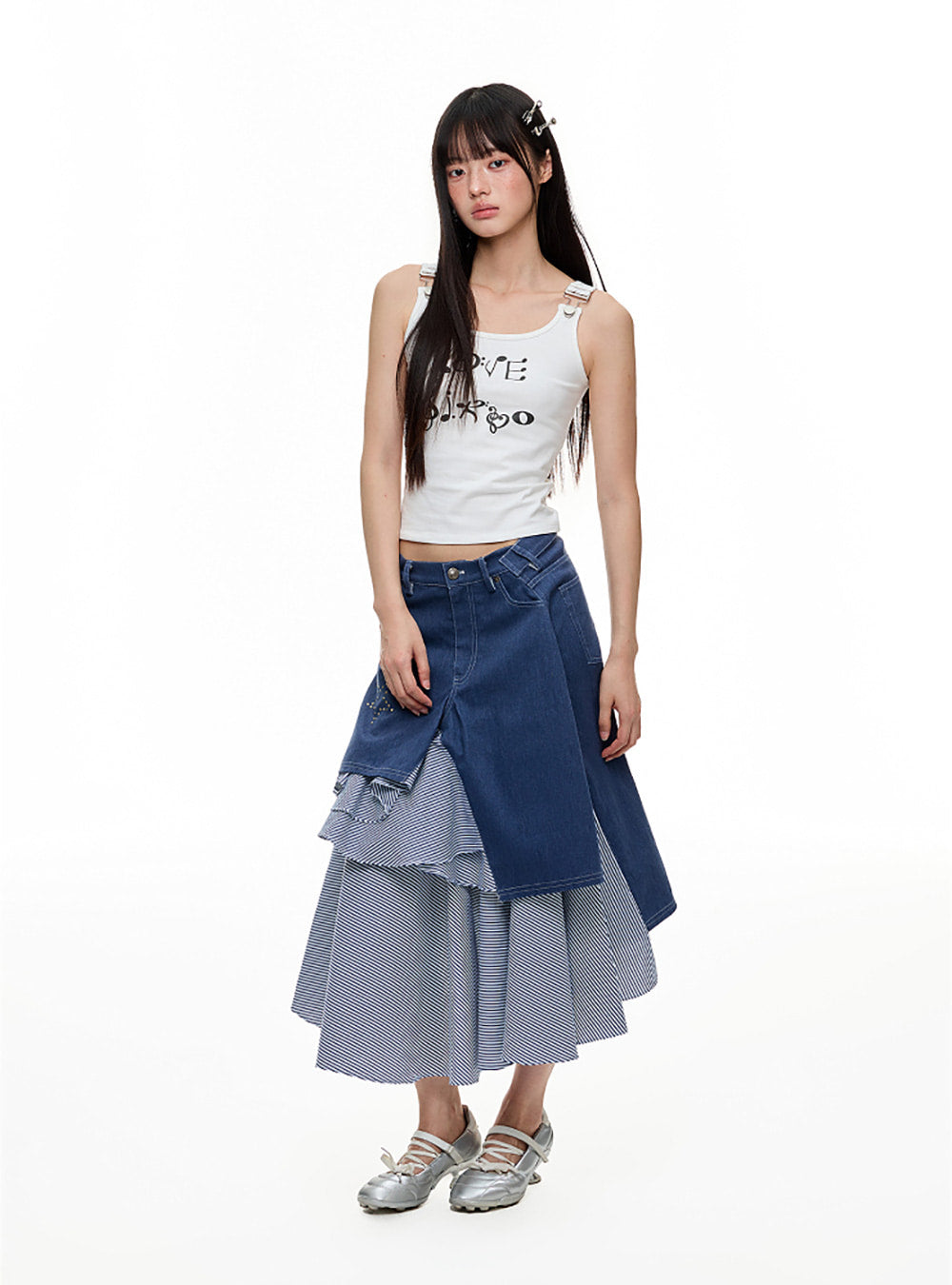 Suspender Strap Lettering Sleeveless Top
