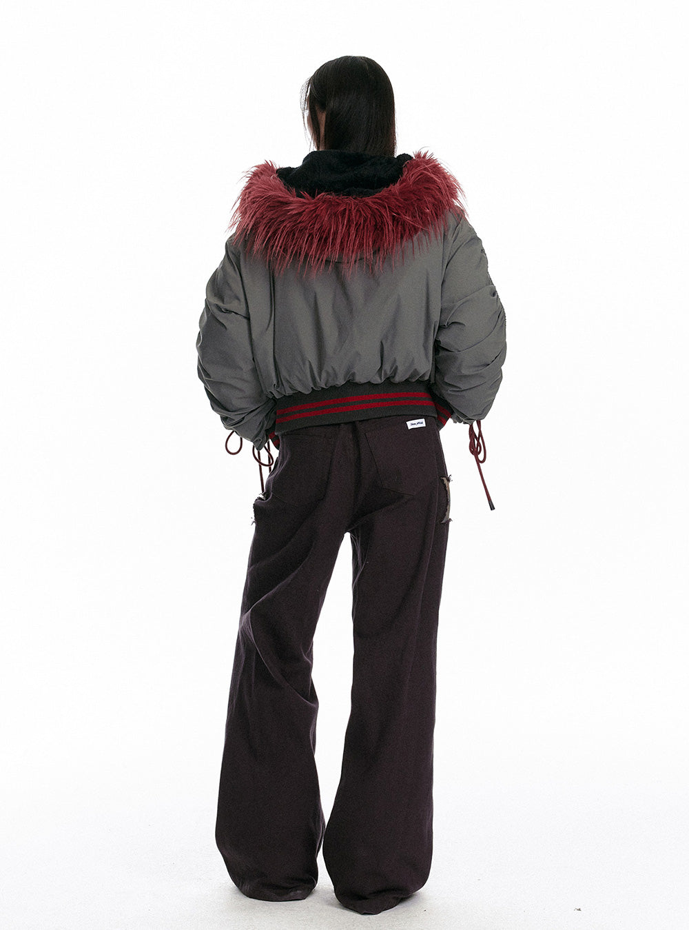 Angora Red Fur Cotton Padded Jacket
