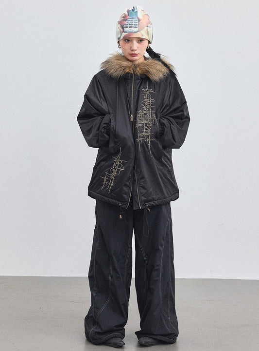 Fur Hood Quilting Half Jumper Jacket (2color)