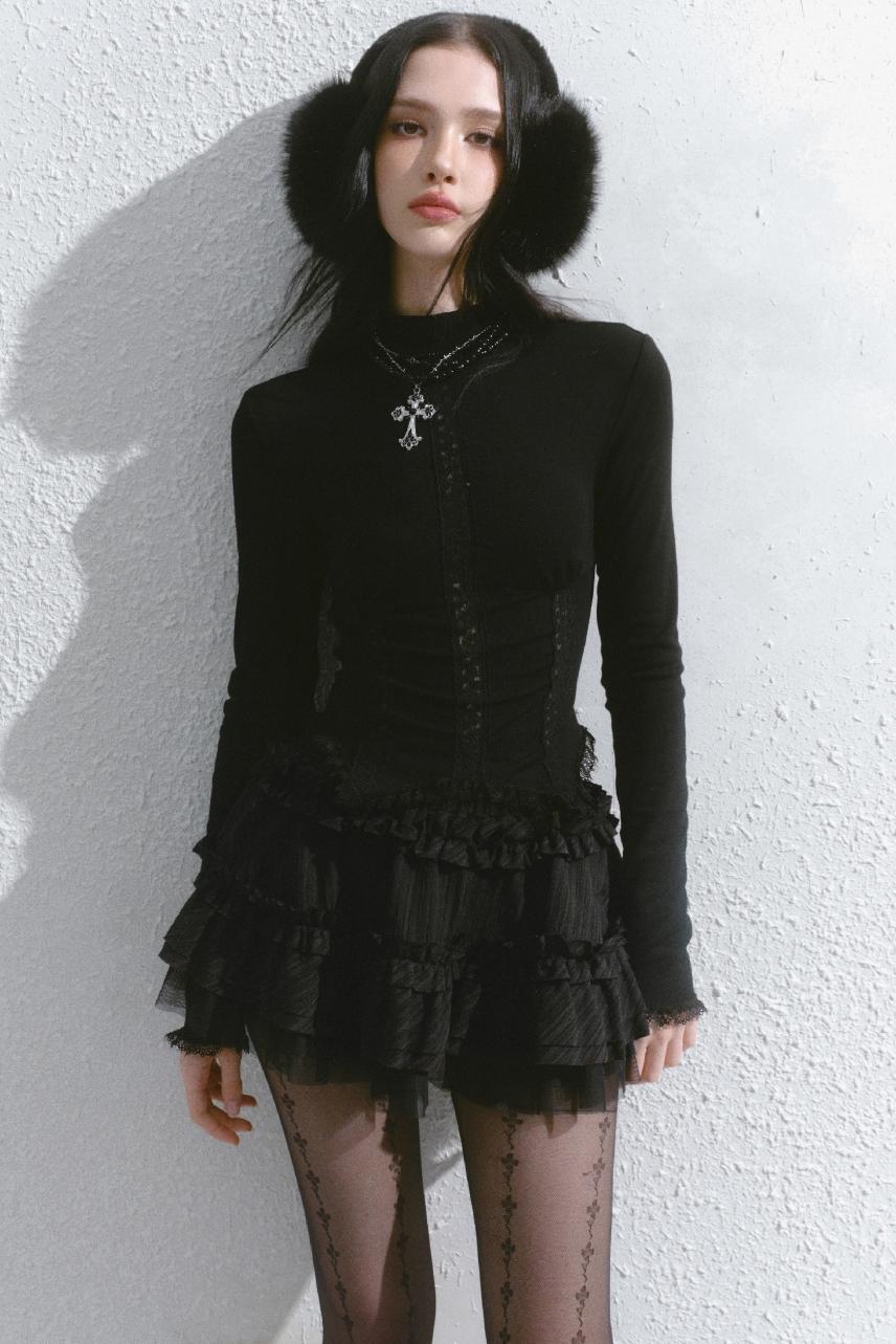 Lace Inner Layer Long Sleeve Top