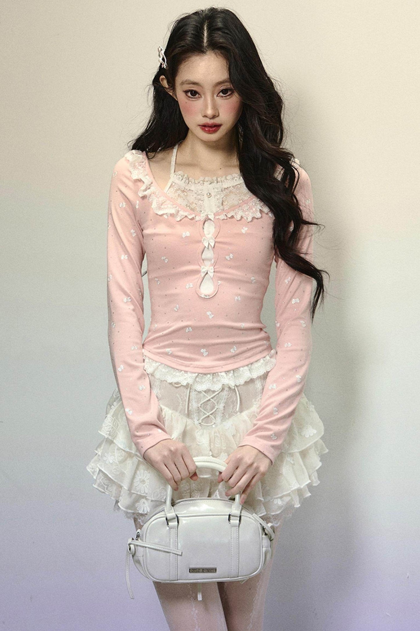 Slim Fit Patchwork Long Sleeve Top - My Store