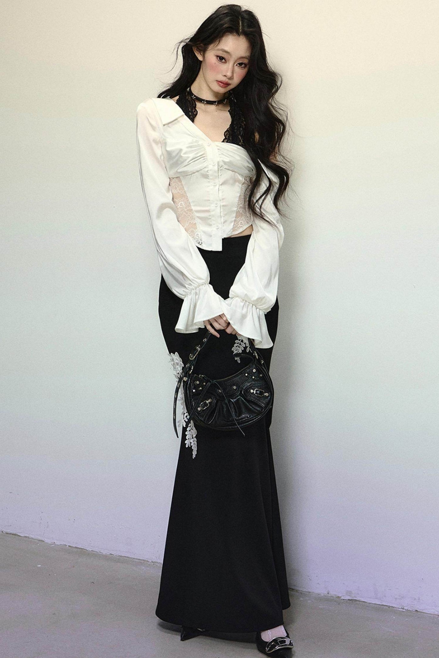 Asymmetrical Shoulder Top & Fishtail Skirt Set-Up - My Store