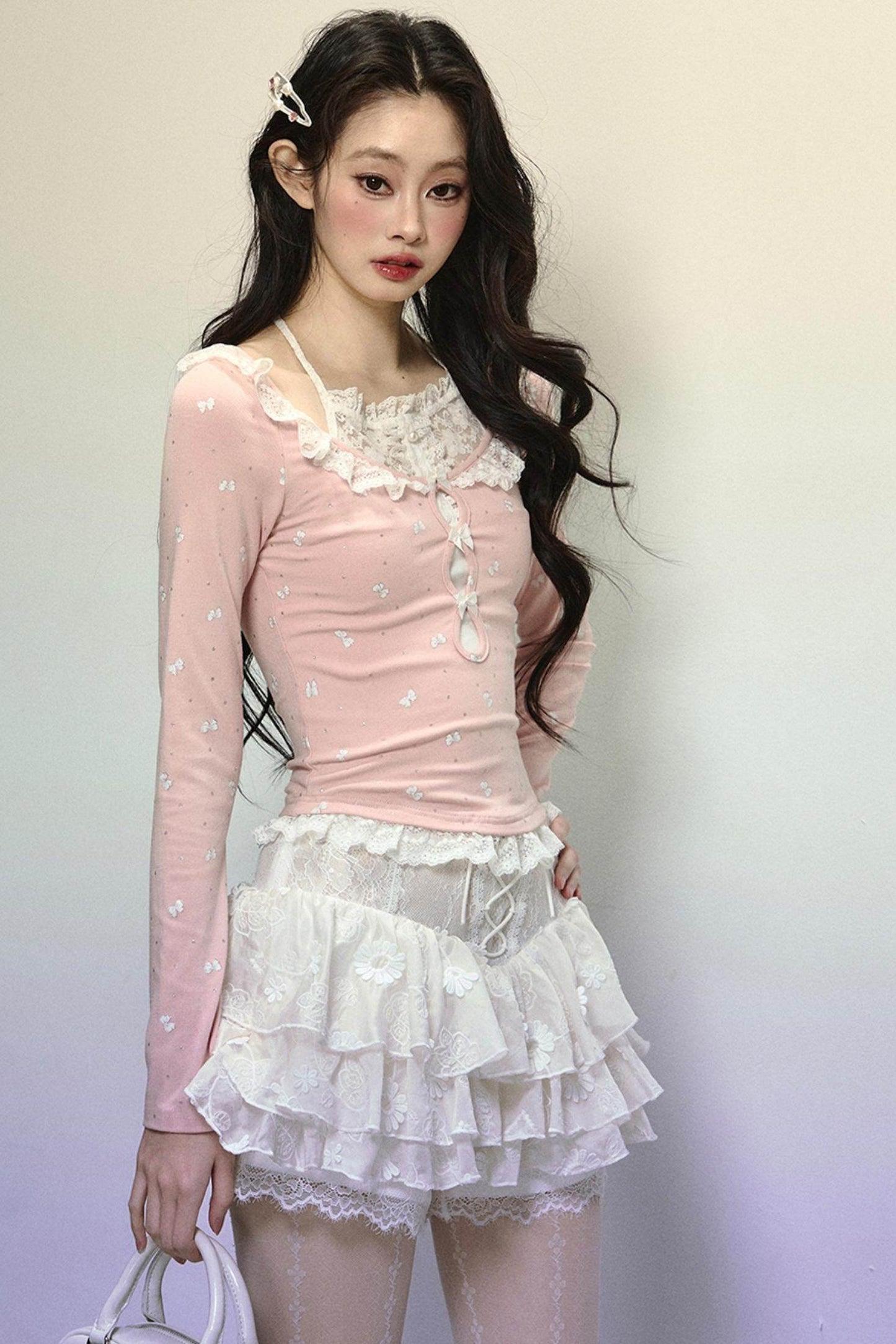Slim Fit Patchwork Long Sleeve Top - My Store