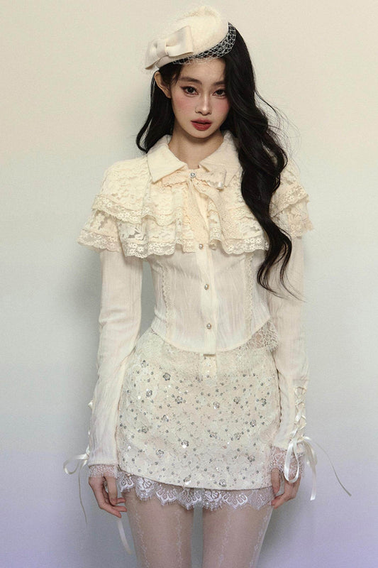 French Lace Long-Sleeve Top - My Store