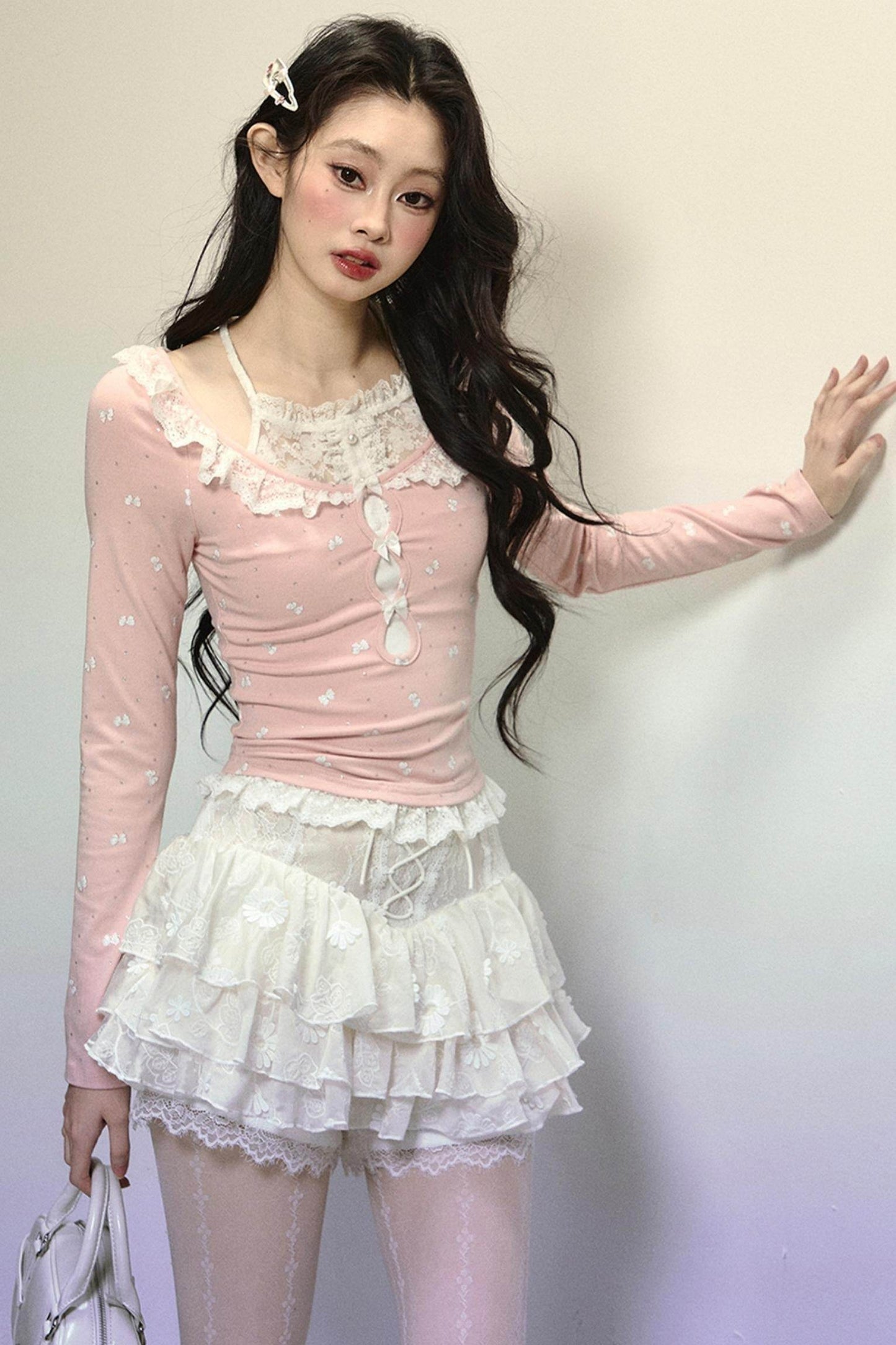 Slim Fit Patchwork Long Sleeve Top - My Store