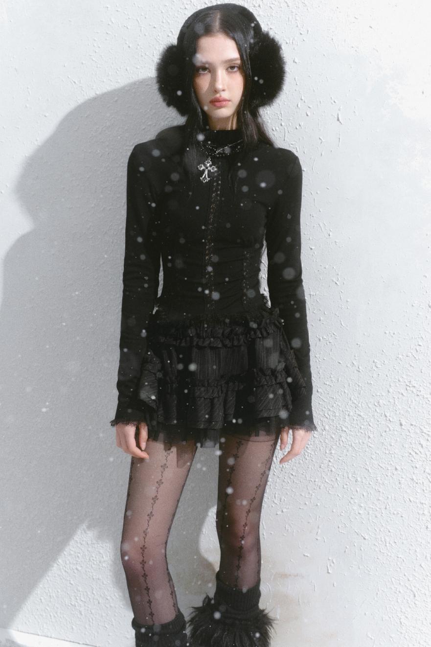 Lace Inner Layer Long Sleeve Top