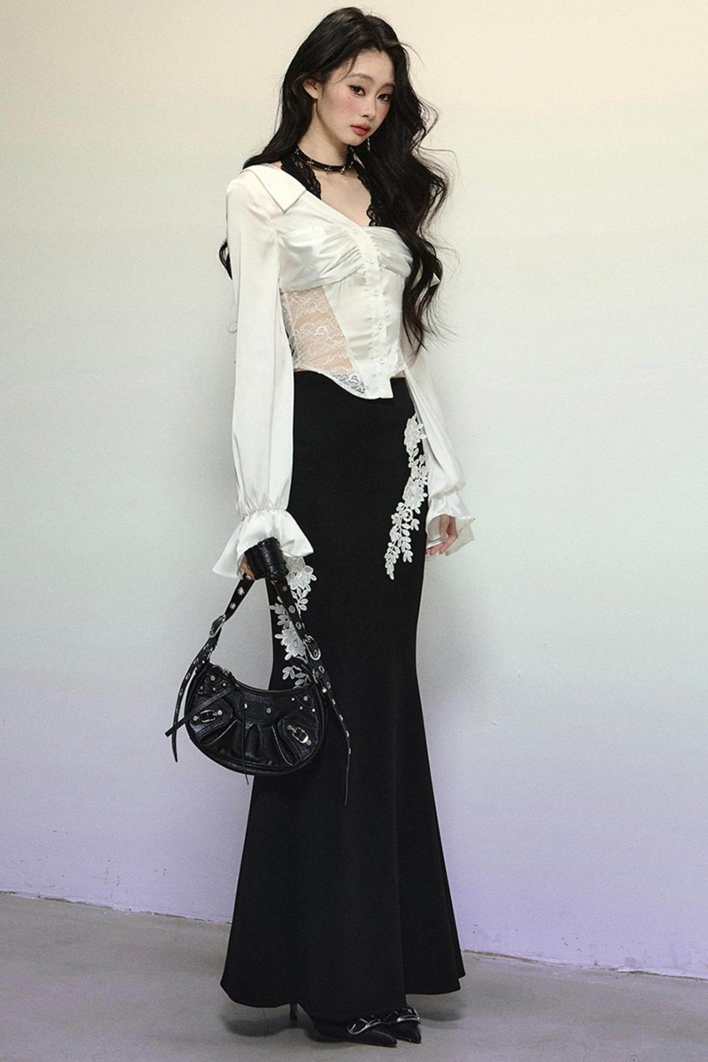 Asymmetrical Shoulder Top & Fishtail Skirt Set-Up - My Store