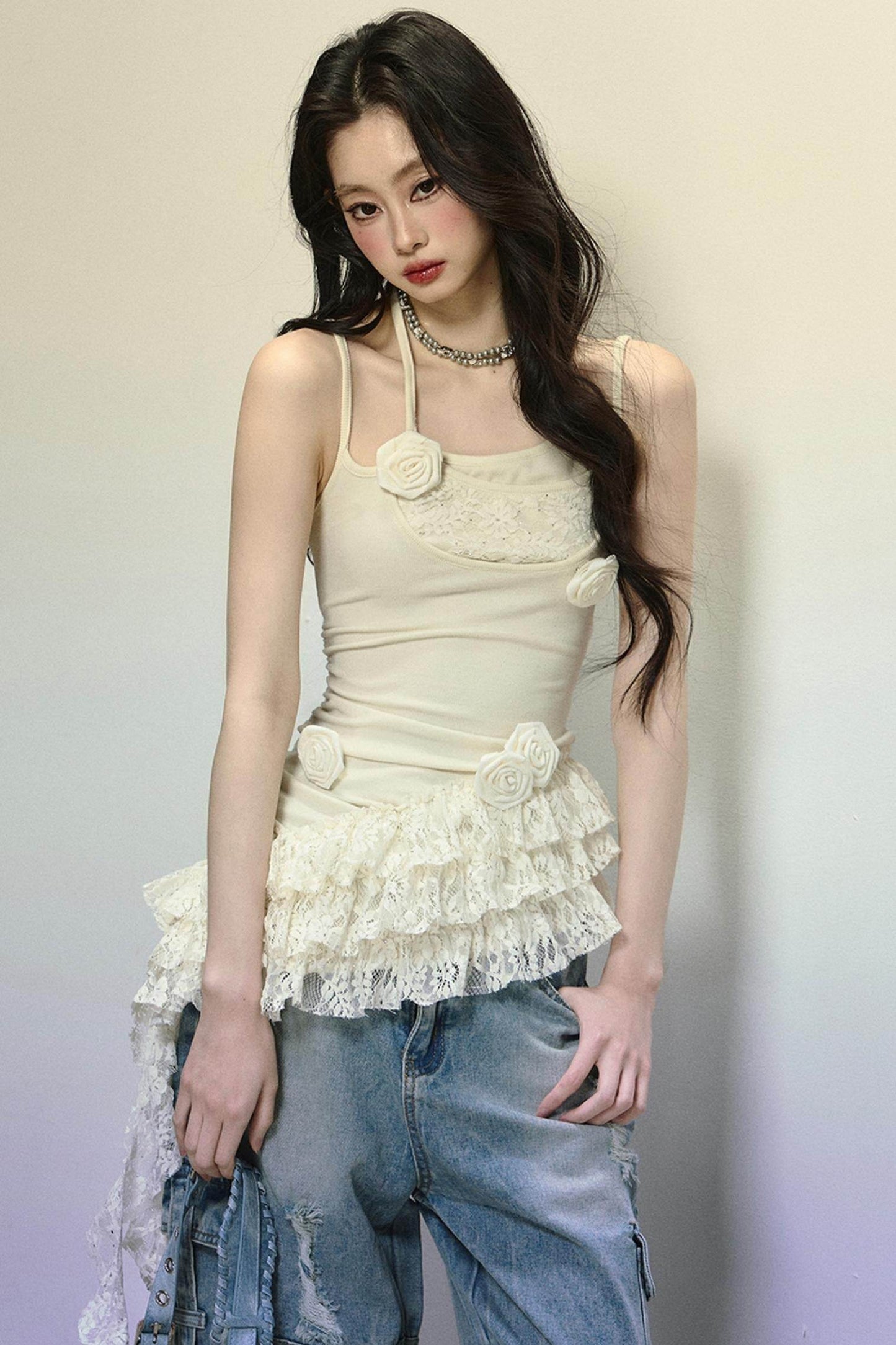 Lace Puff Shoulder Lace Top - My Store