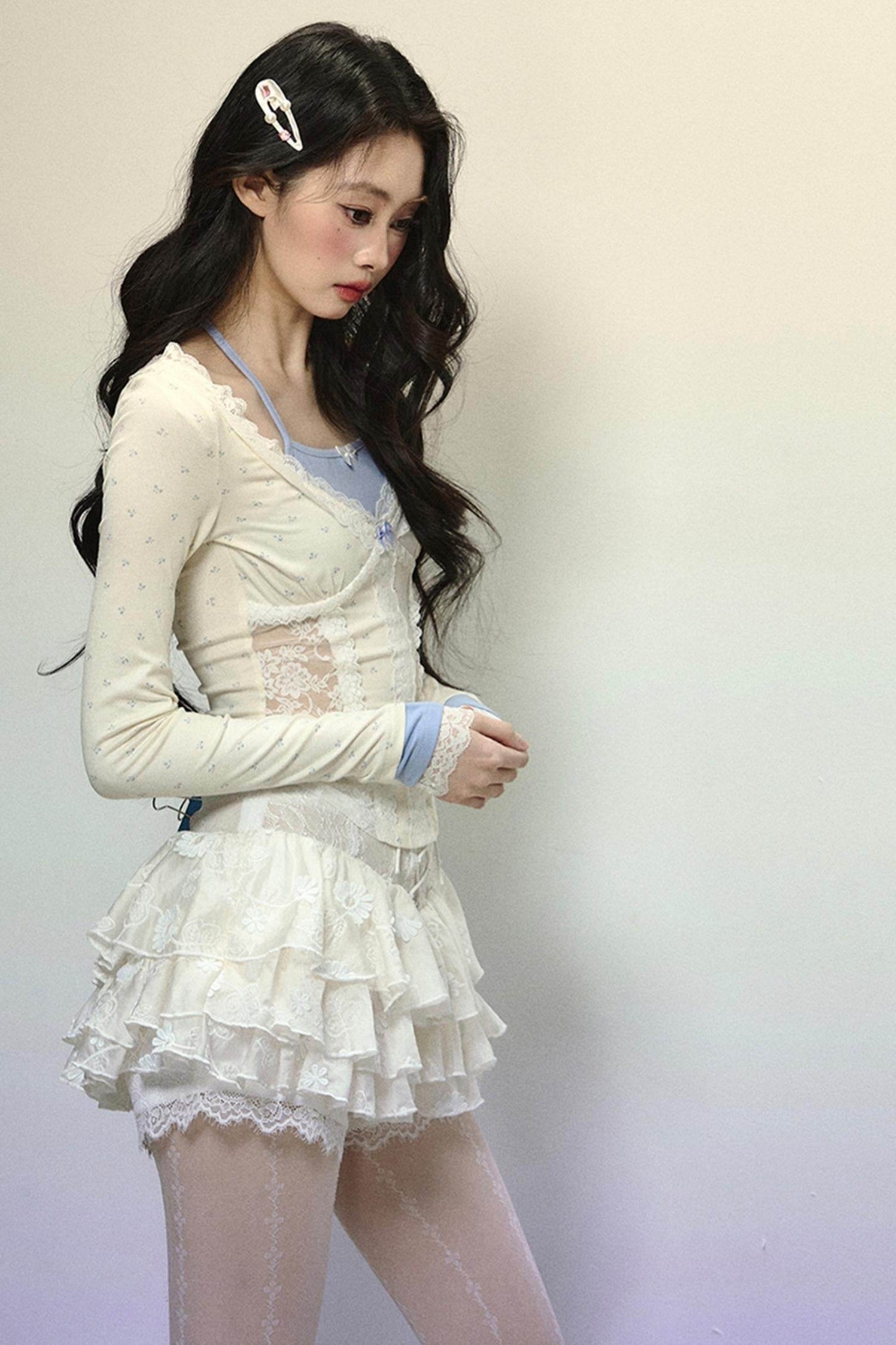 Sheer Lace Halterneck Top - My Store