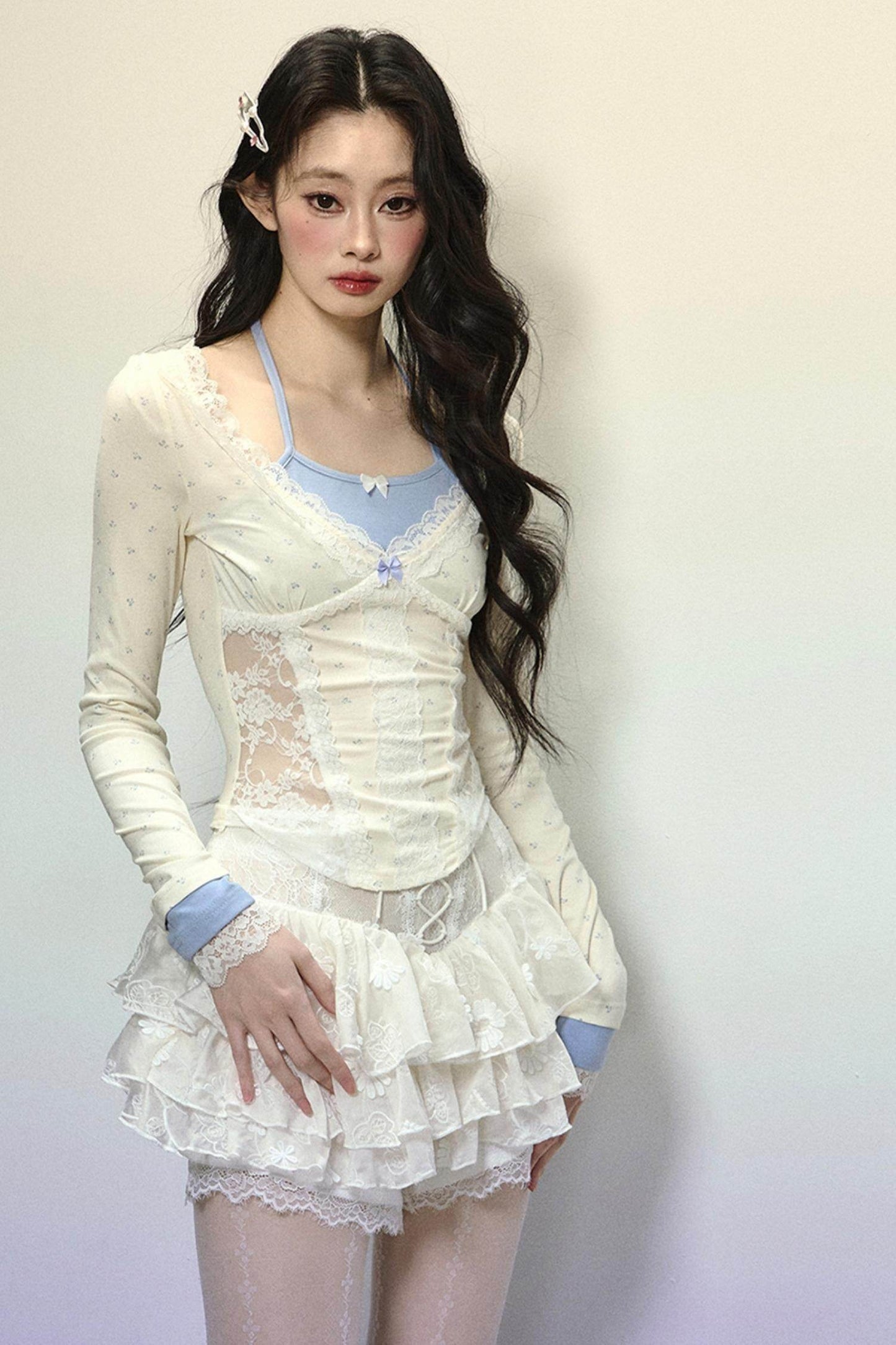 Sheer Lace Halterneck Top - My Store
