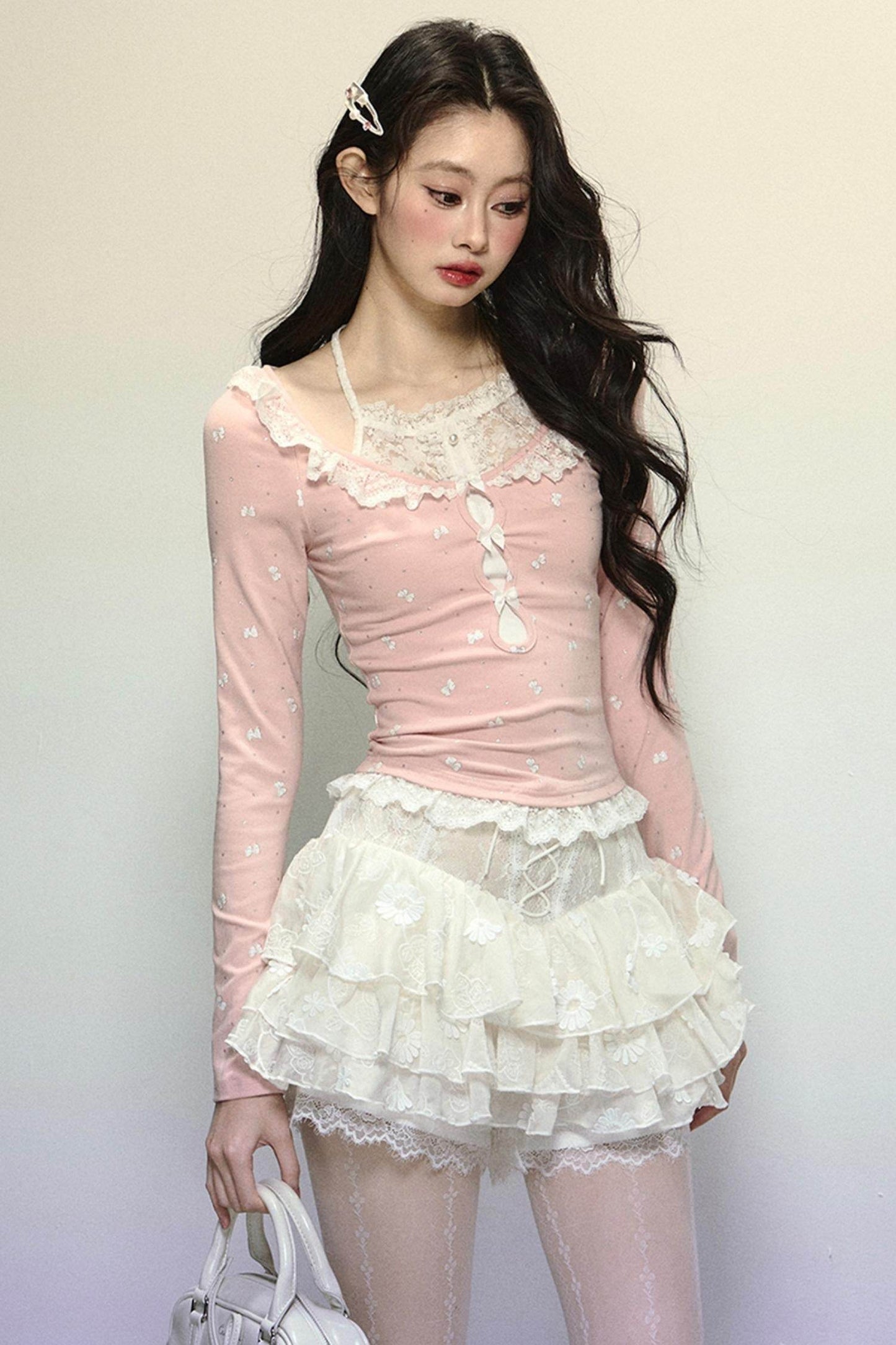 Slim Fit Patchwork Long Sleeve Top - My Store