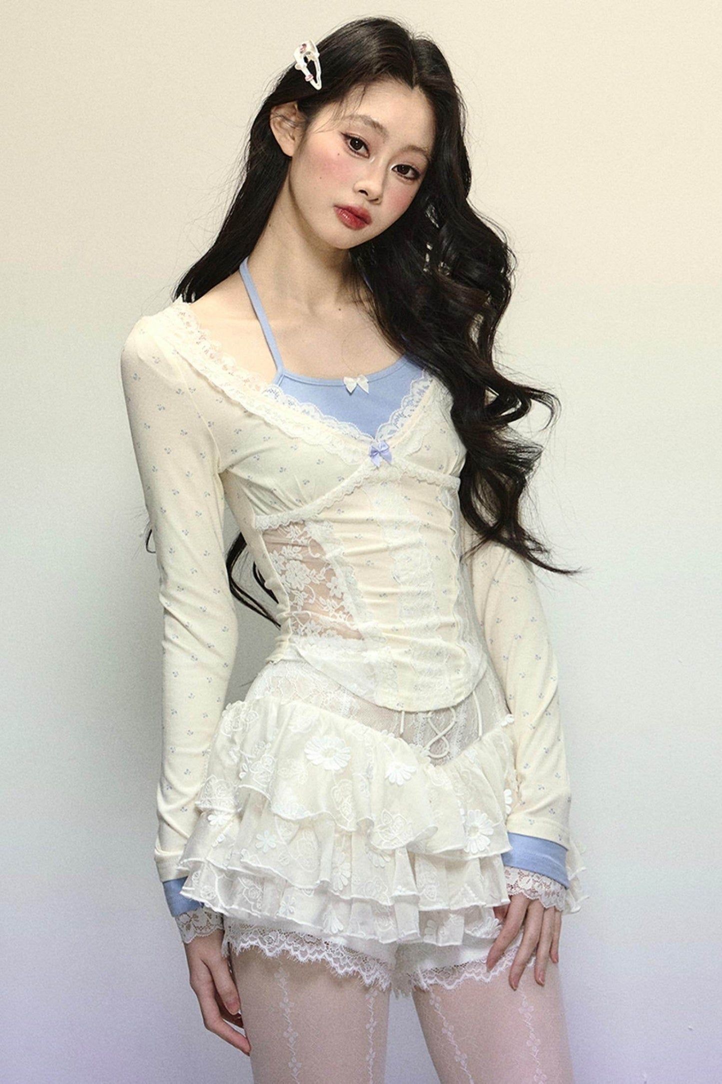 Sheer Lace Halterneck Top - My Store