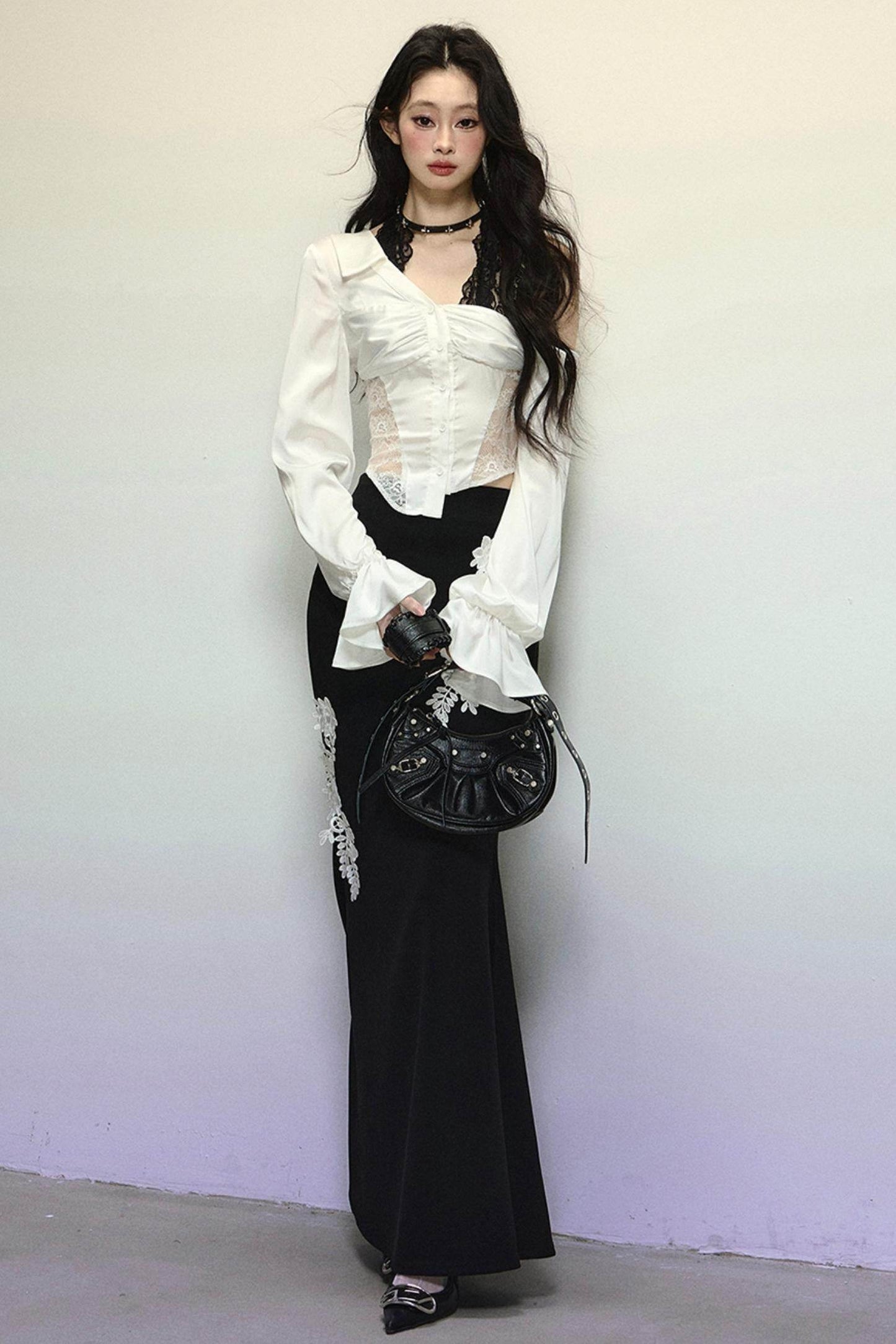 Asymmetrical Shoulder Top & Fishtail Skirt Set-Up - My Store