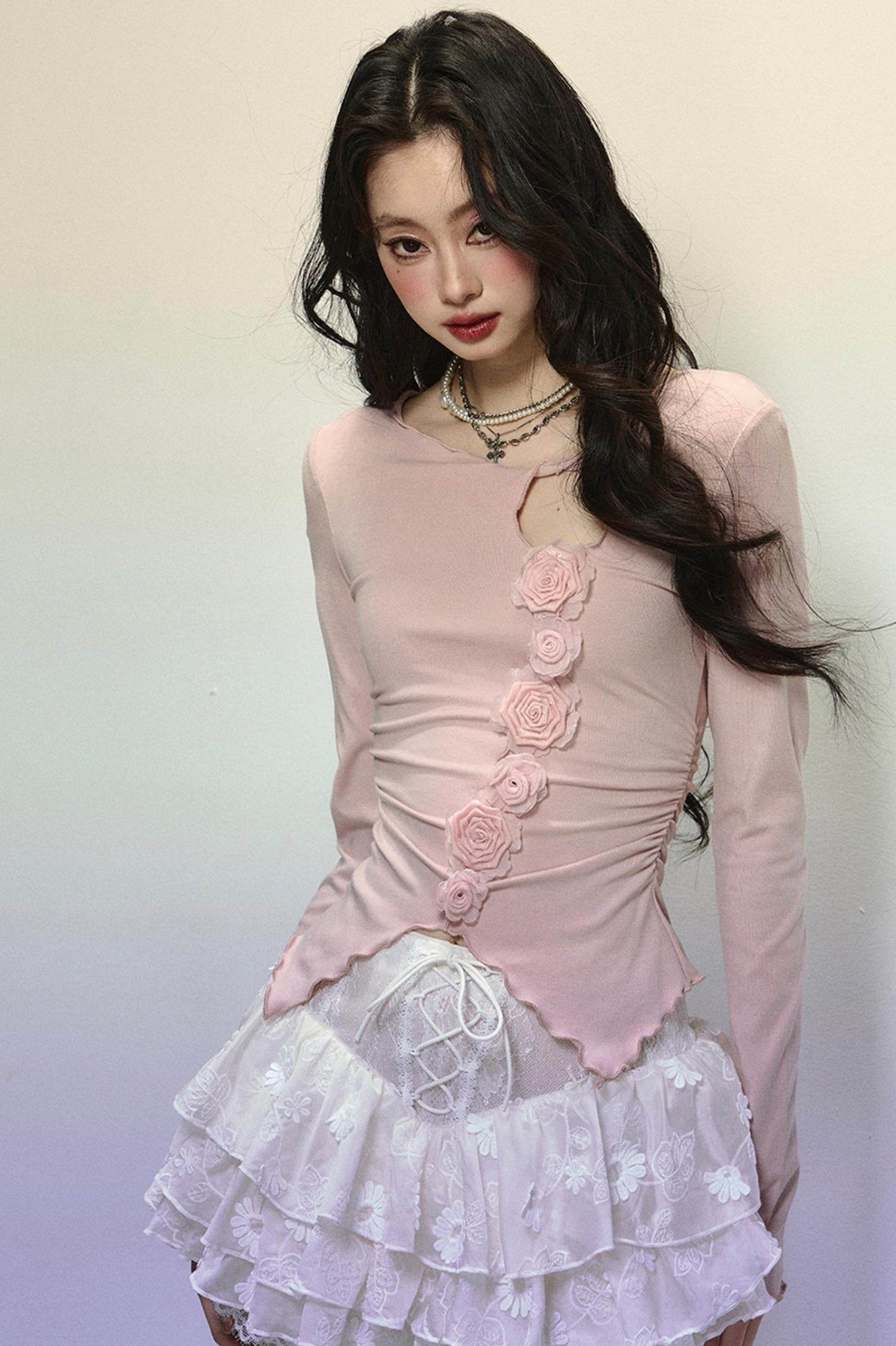 Cutout Slim Long Sleeve Top - My Store