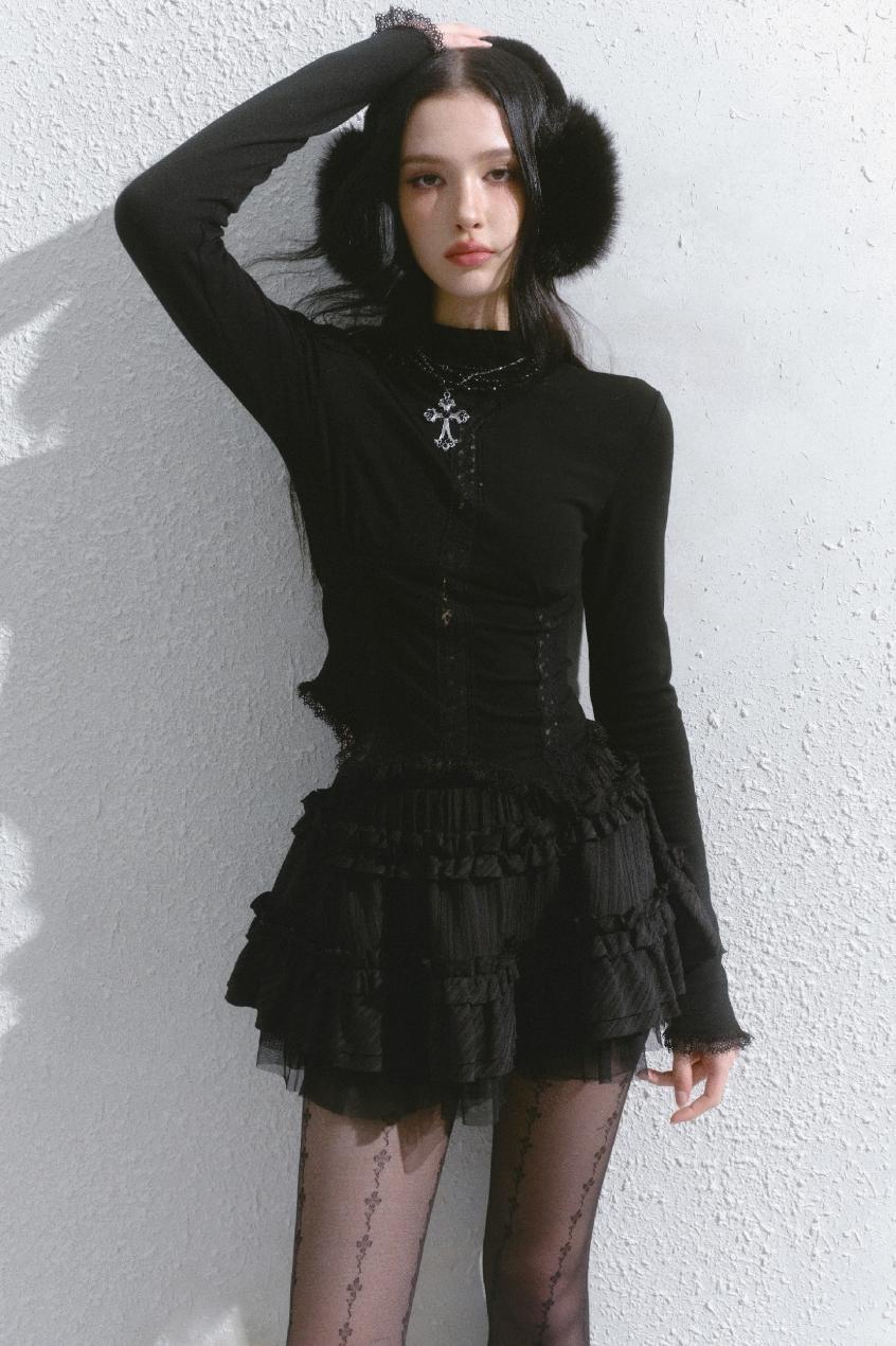 Lace Inner Layer Long Sleeve Top