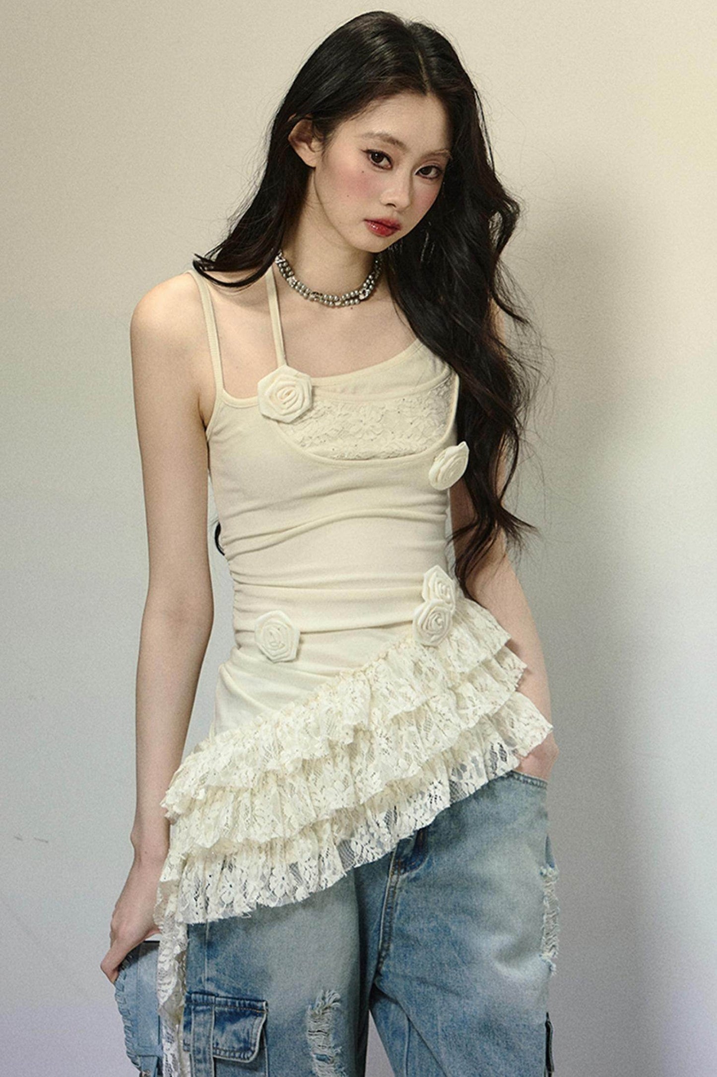 Lace Puff Shoulder Lace Top - My Store