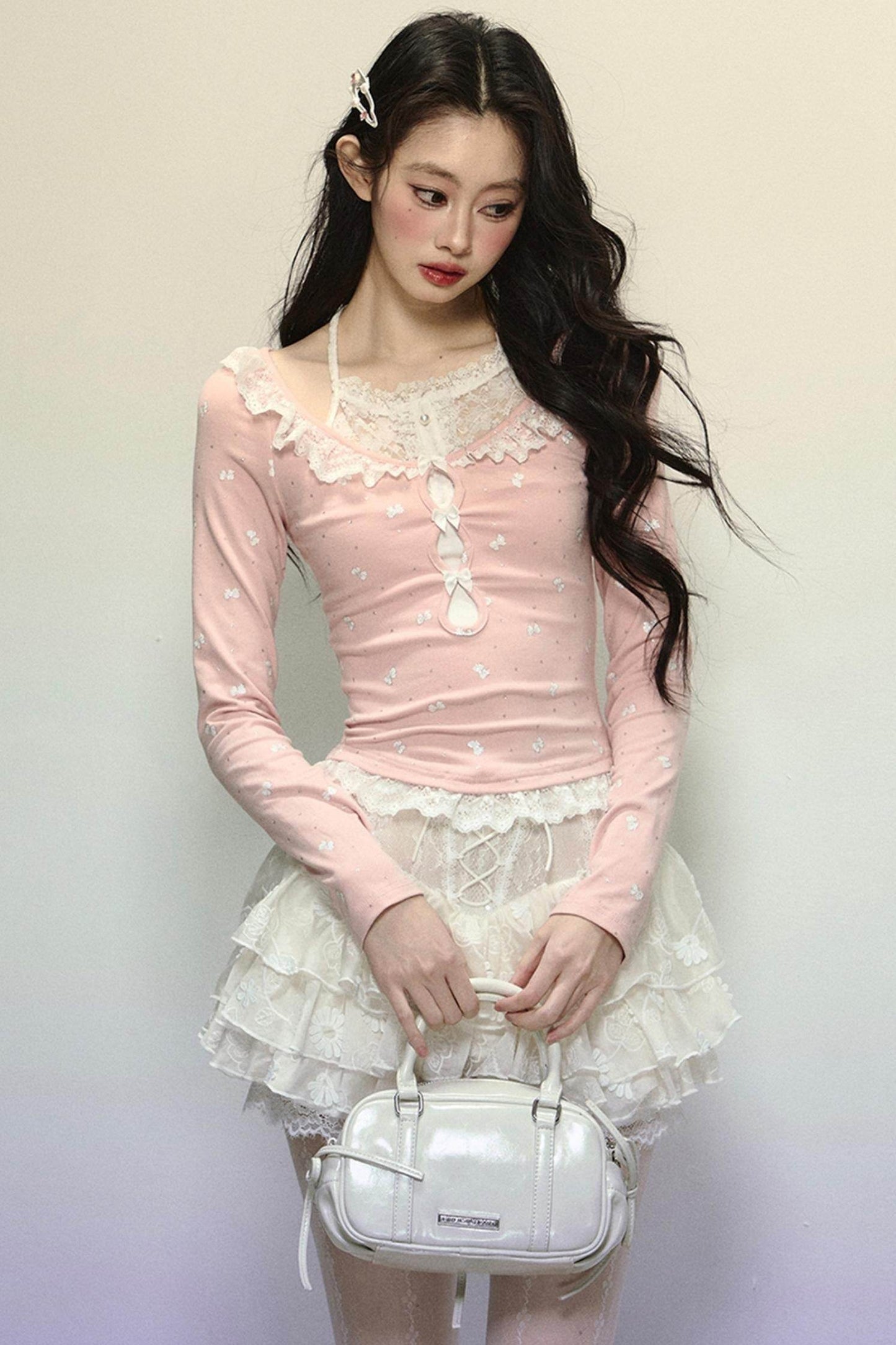Slim Fit Patchwork Long Sleeve Top - My Store