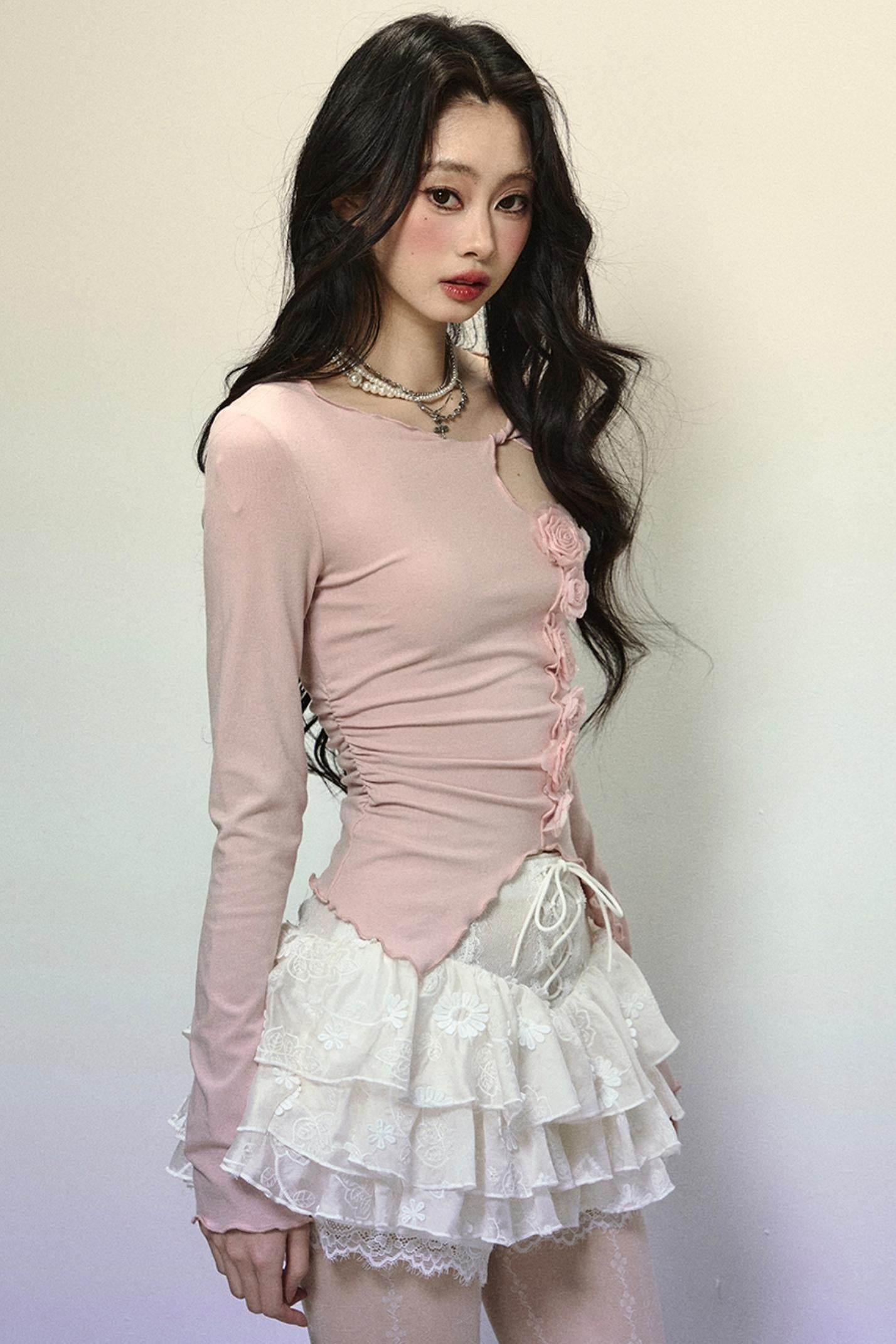 Cutout Slim Long Sleeve Top - My Store