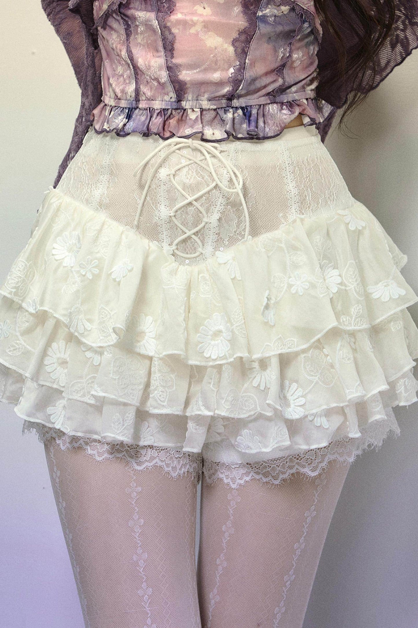 High-Waisted Jacquard Short Skirt - My Store