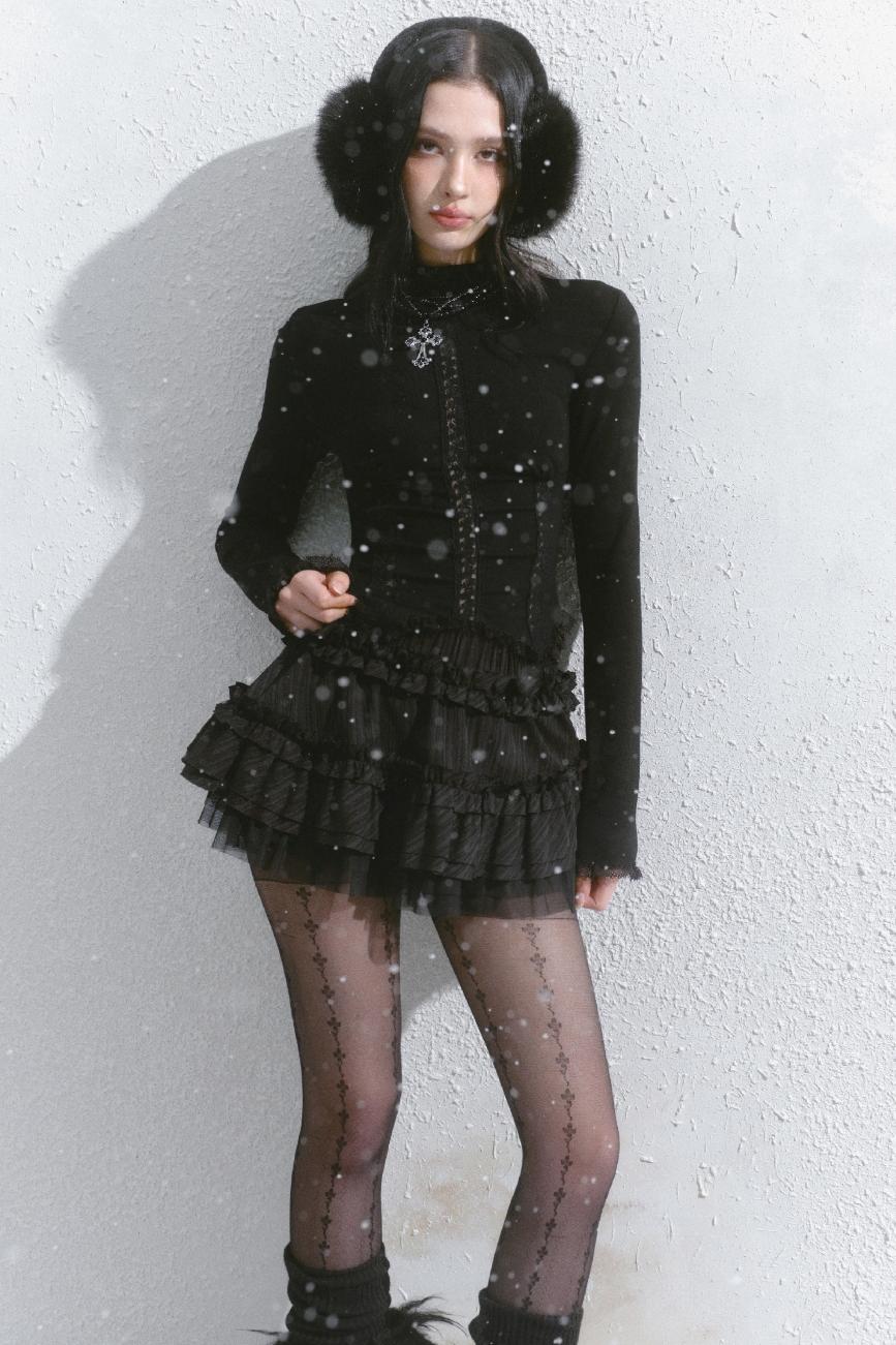 Lace Inner Layer Long Sleeve Top