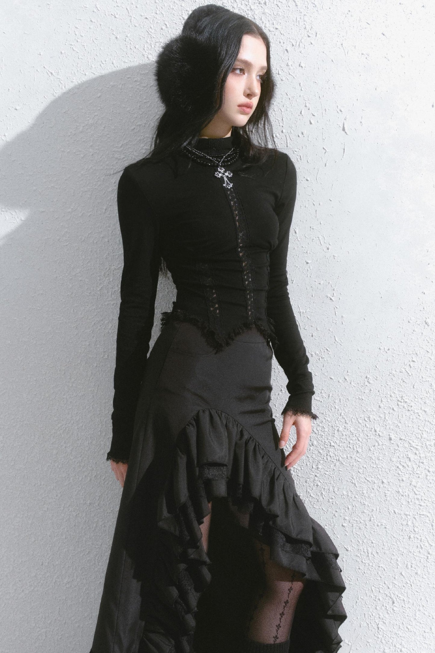 Lace Inner Layer Long Sleeve Top