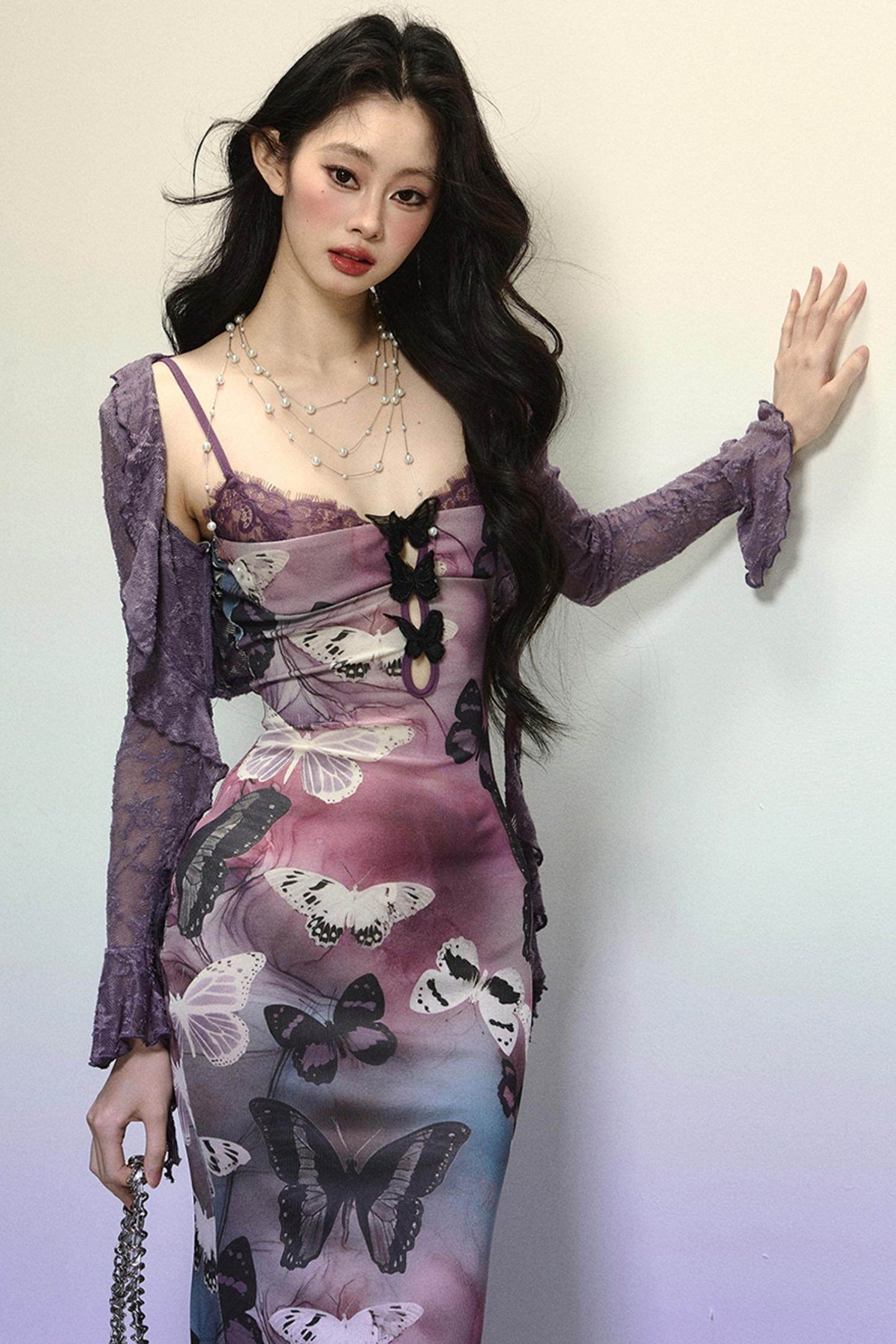 Chic Off-Shoulder Knitted Lace Dress & Coat Set-Up - My Store