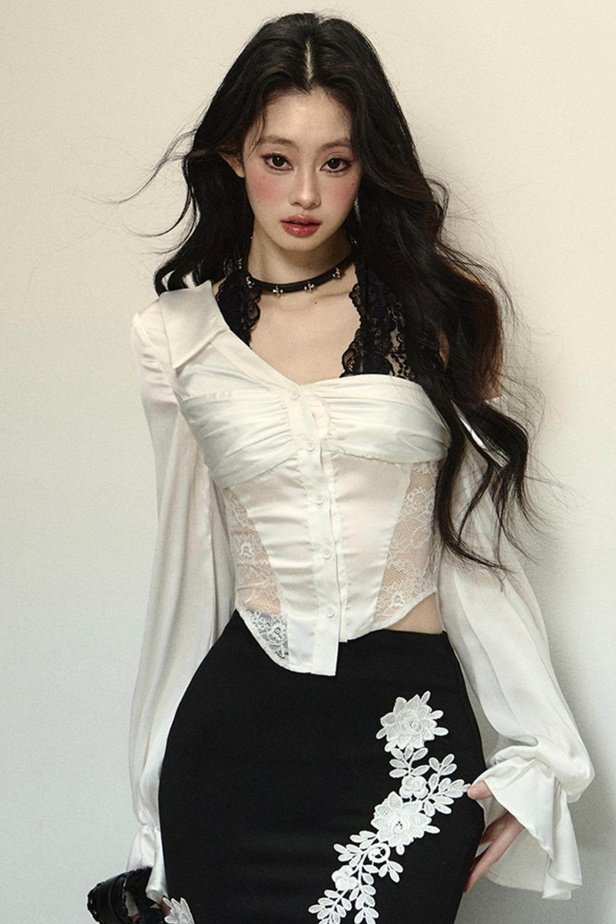 Asymmetrical Shoulder Top & Fishtail Skirt Set-Up - My Store