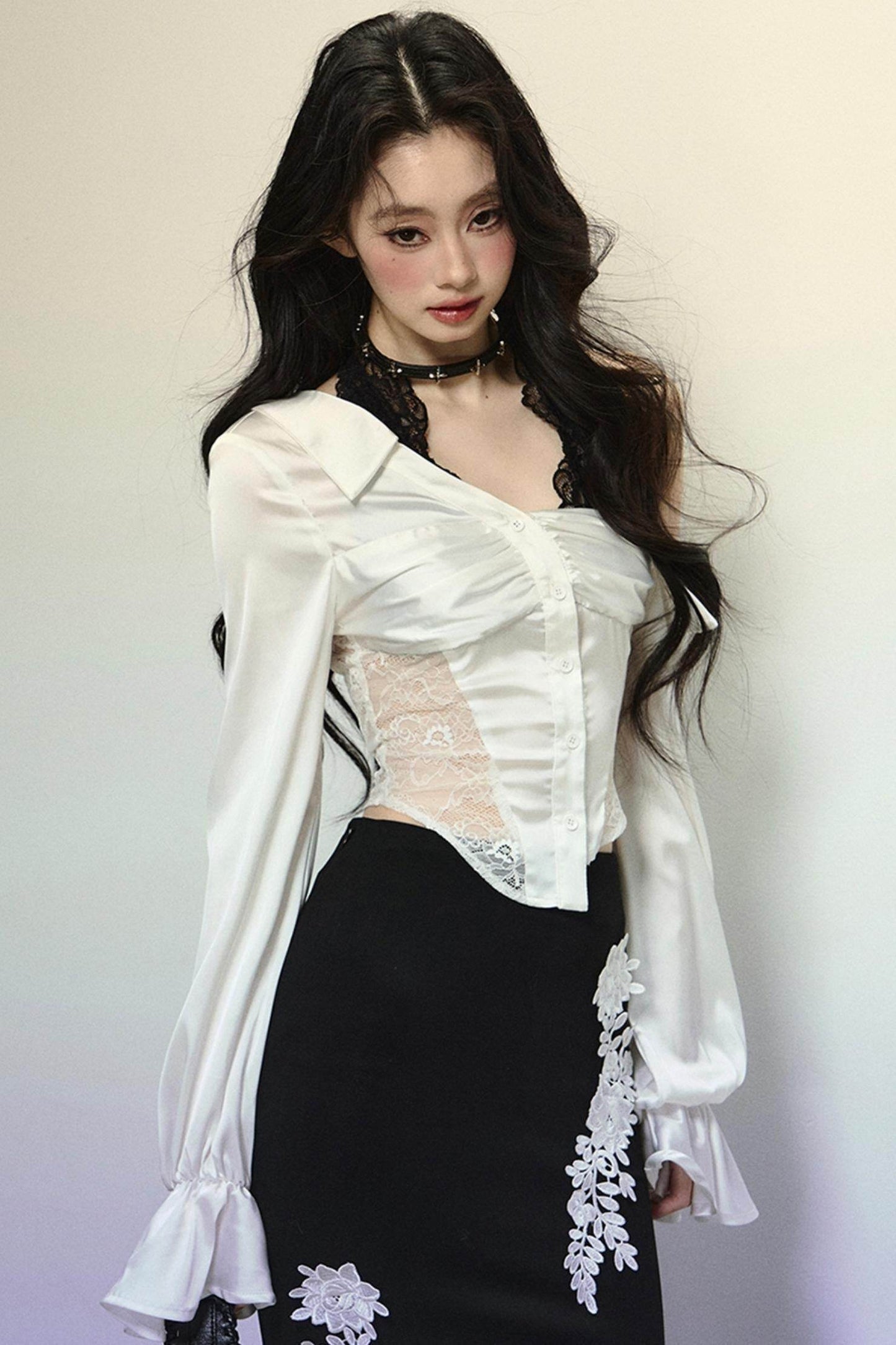 Asymmetrical Shoulder Top & Fishtail Skirt Set-Up - My Store