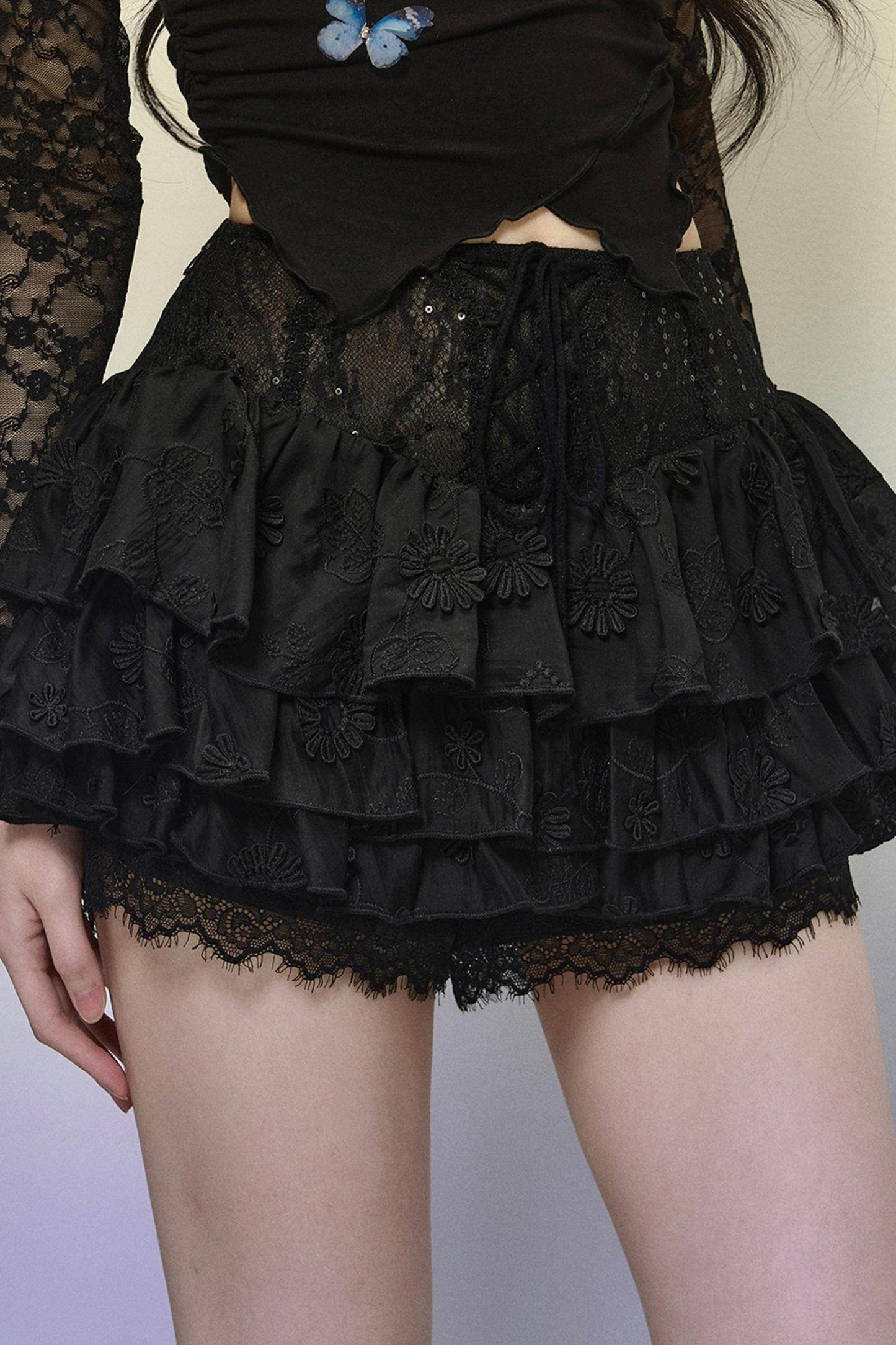 High-Waisted Jacquard Short Skirt - My Store