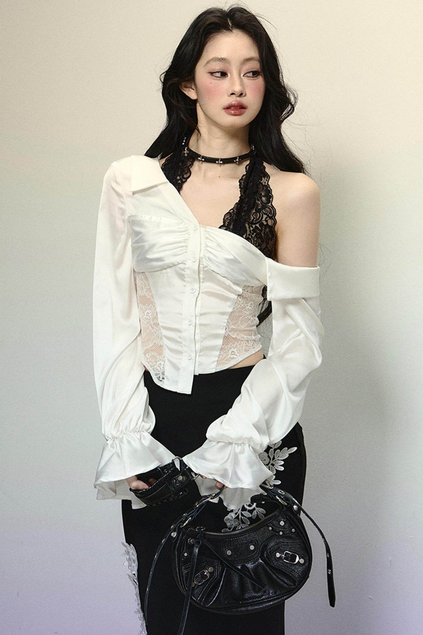 Asymmetrical Shoulder Top & Fishtail Skirt Set-Up - My Store