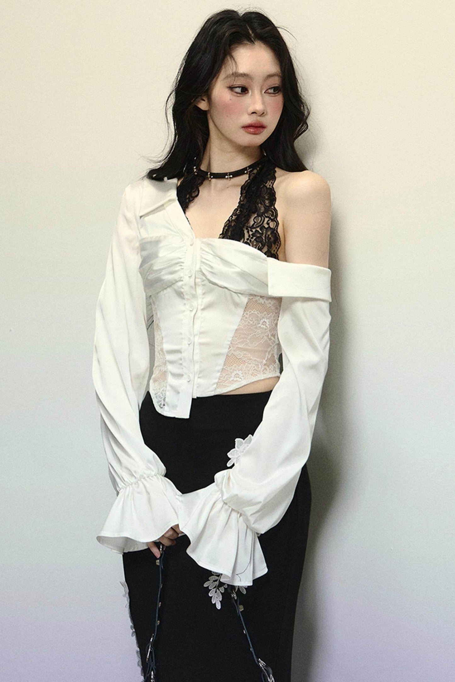 Asymmetrical Shoulder Top & Fishtail Skirt Set-Up - My Store
