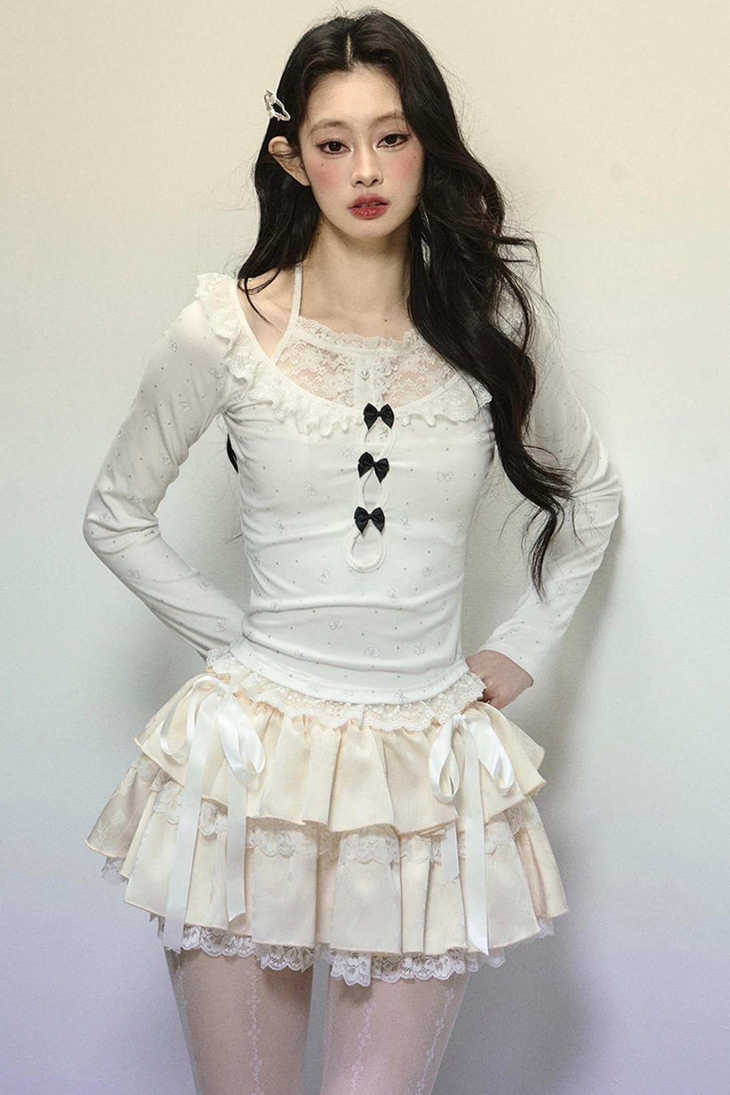 Slim Fit Patchwork Long Sleeve Top - My Store