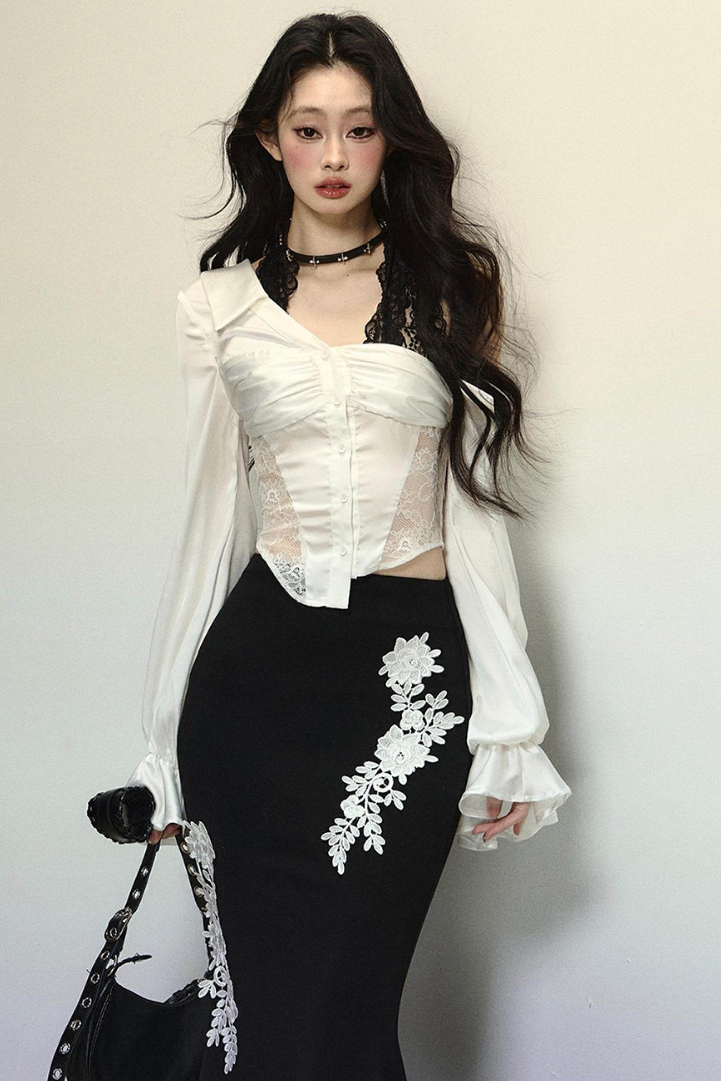 Asymmetrical Shoulder Top & Fishtail Skirt Set-Up - My Store