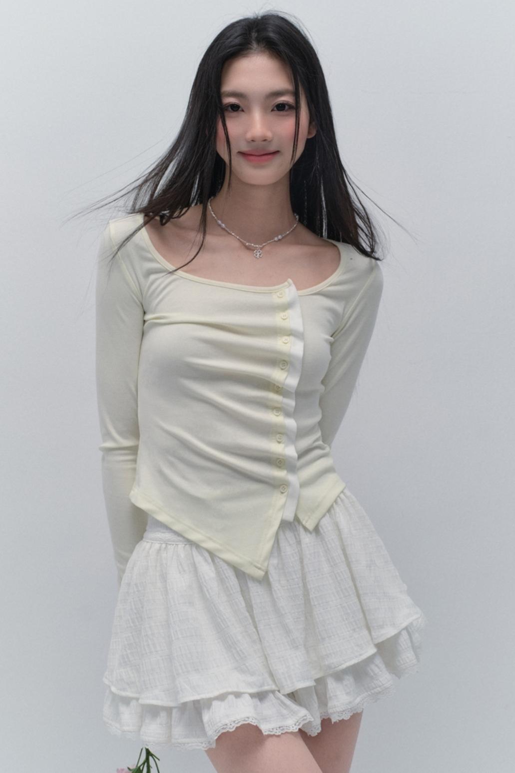 Light Yellow Shirred Design Top