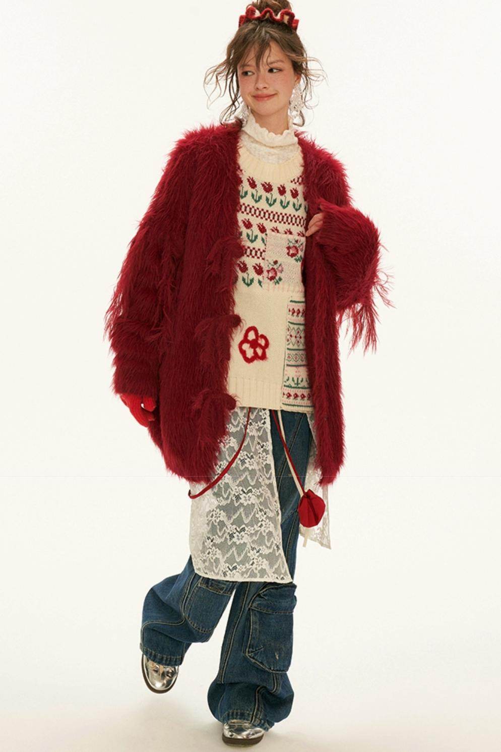 Fair Isle Floral Knit Sweater - My Store